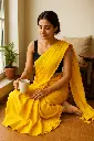 Linen-yellow saree-model-4.webp