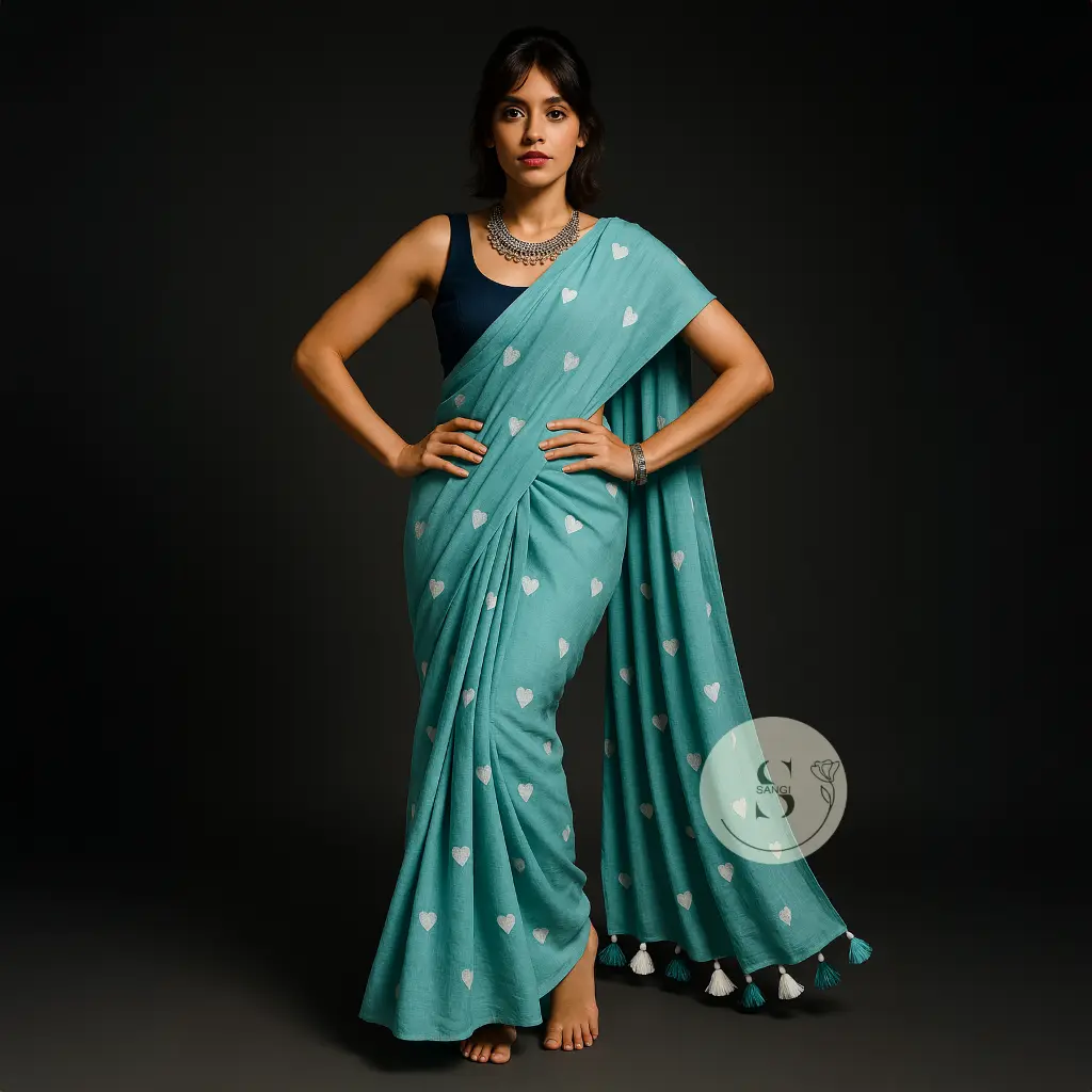 Mul Cotton-Heart embridry-blue-Saree-1.webp