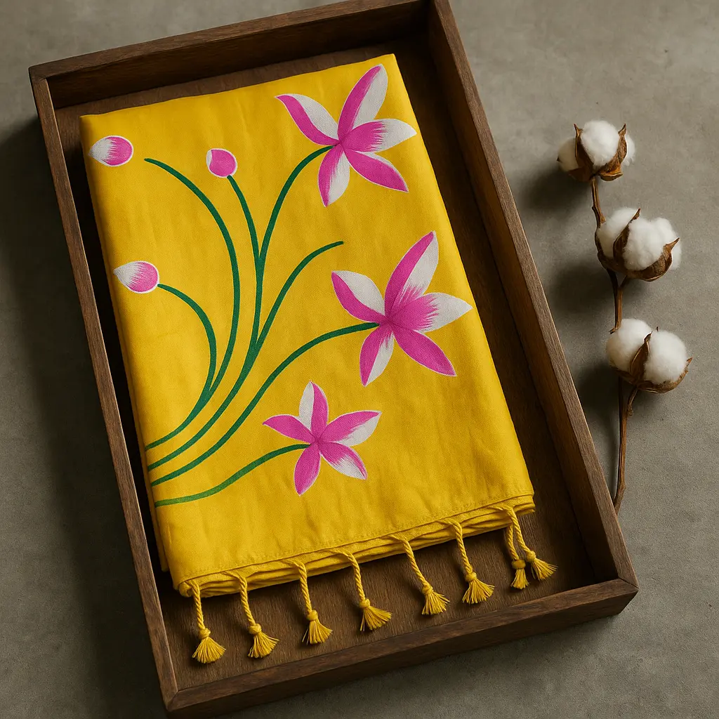 Linen-cotton-hand-painted-yellow-saree-2.webp