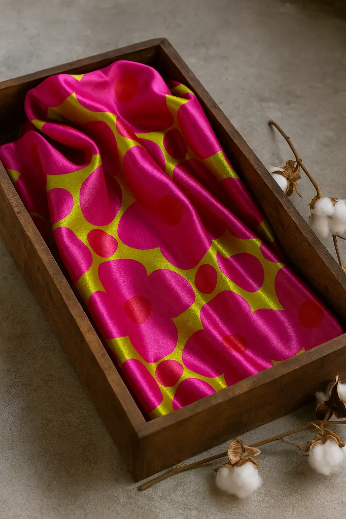 Satin-Pink-flower-Saree-layflat.webp