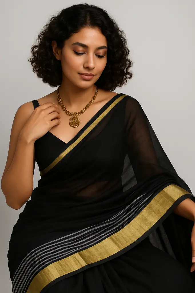 Mulcotton-black-golden-border-saree (2).webp